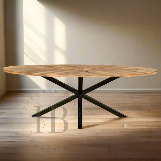 Oval Herringbone Dining Table - 3 Sizes