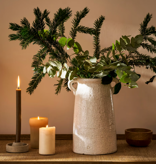 Ravello Heavy Vase - Large - Off-White Crackle Glaze