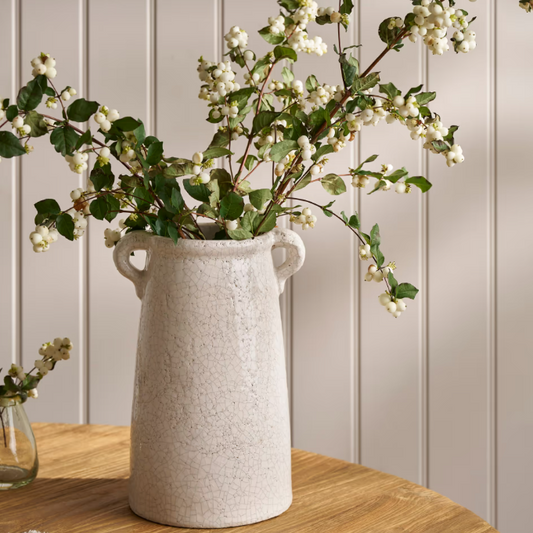 Ravello Heavy Vase - Large - Off-White Crackle Glaze