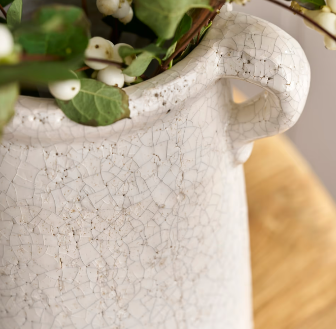 Ravello Heavy Vase - Large - Off-White Crackle Glaze