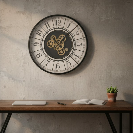 Large Metropol Clock - Moving Cogs