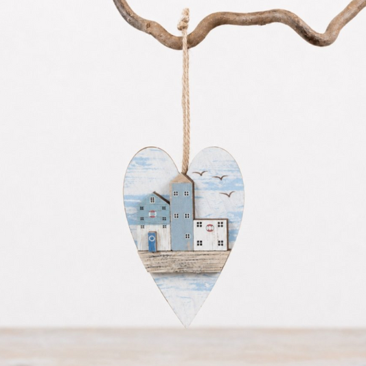 Mini Wooden Hanging Heart  - Beach Houses