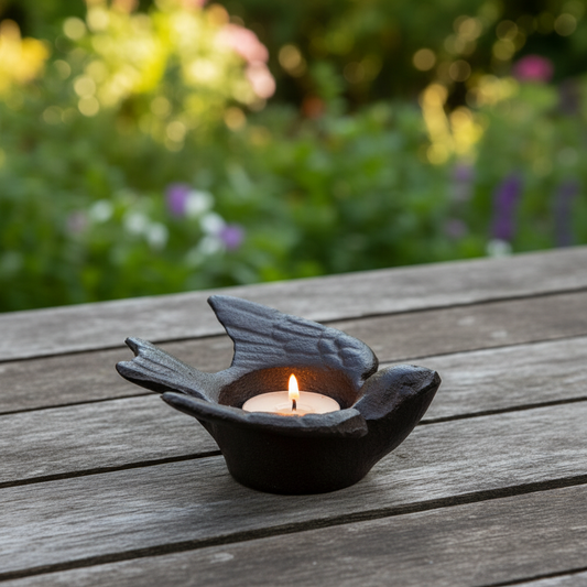 Cast Iron Swallow Bird Tealight Holder