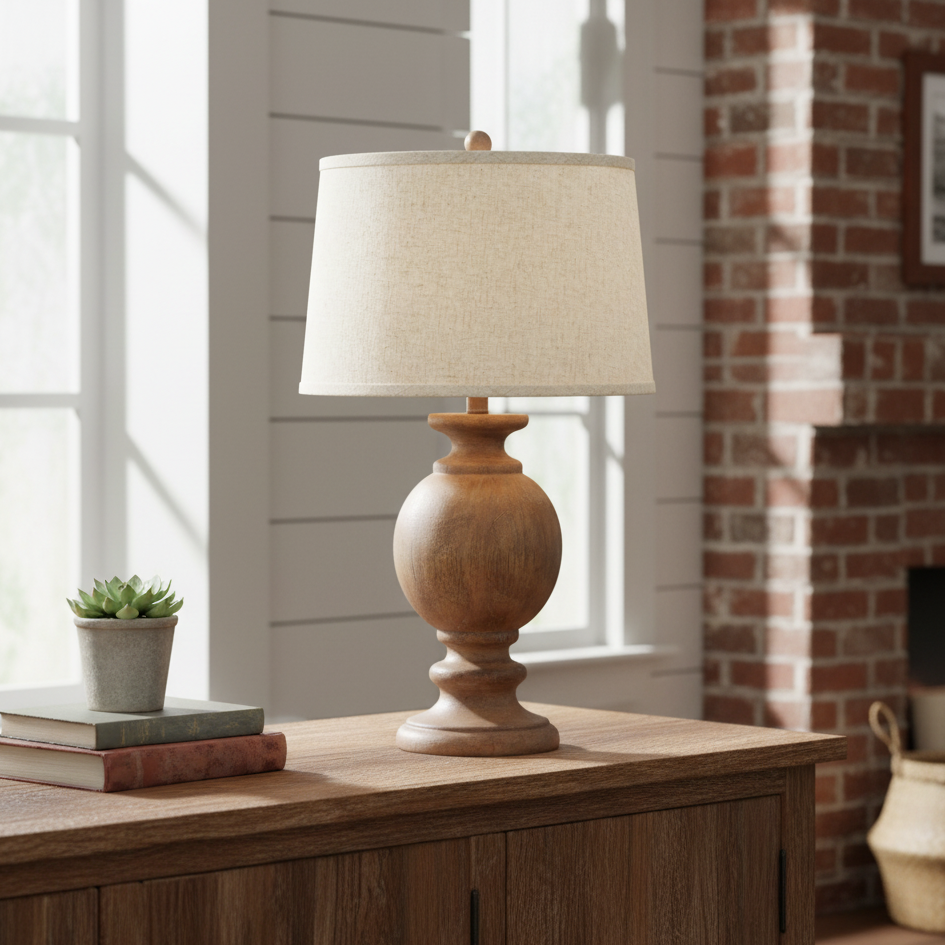 Clarion Table Lamp with Edged Linen Shade