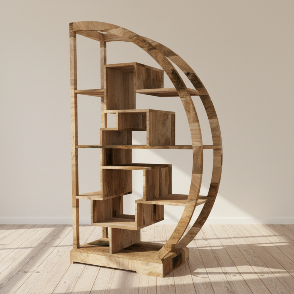 Scandi Mango Half Round Mango Display Cabinet
