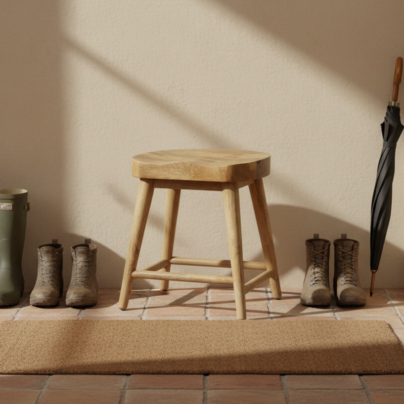 Solid Mango Wood Stool - Short