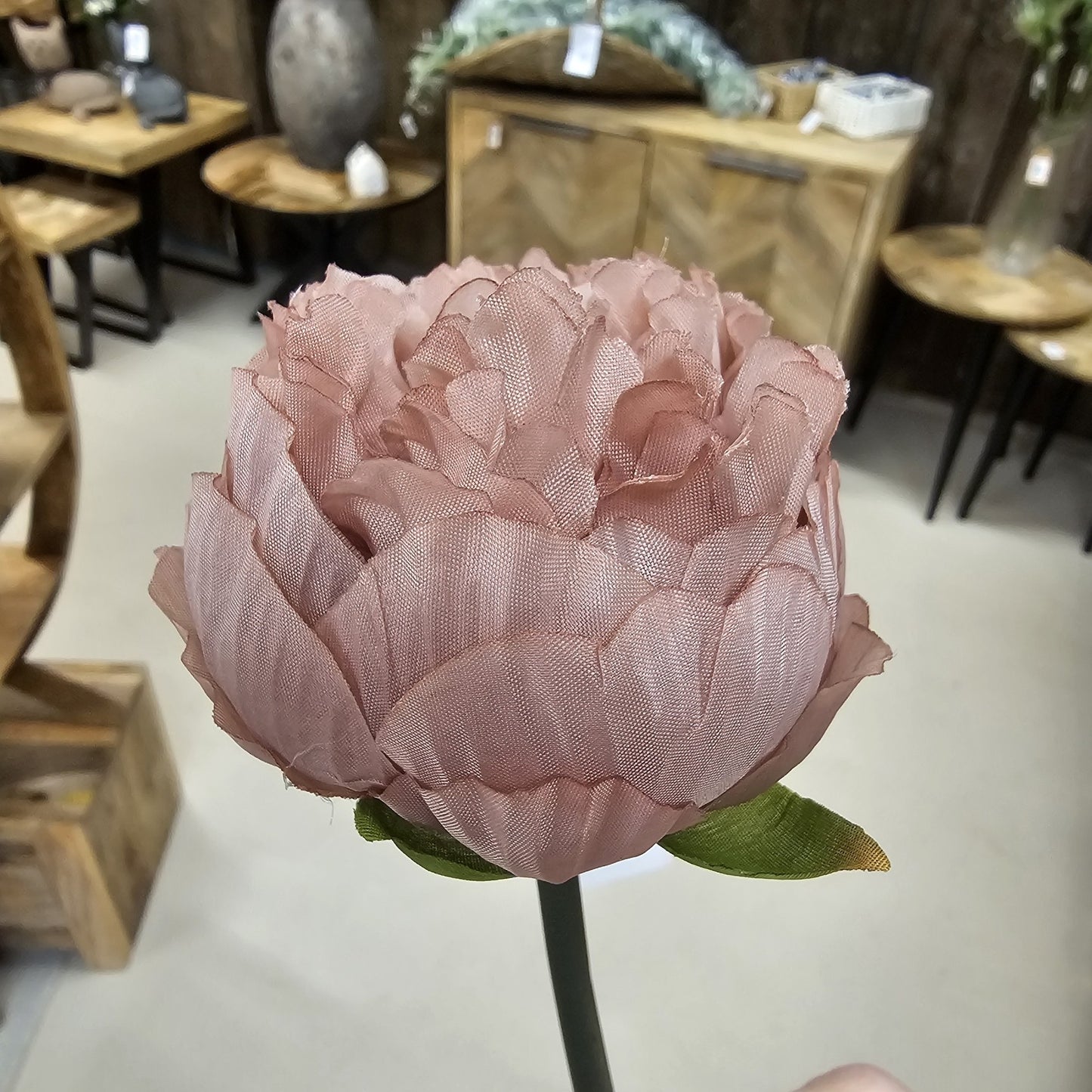Silk Short Stem Silk Peony - Vintage Mauve