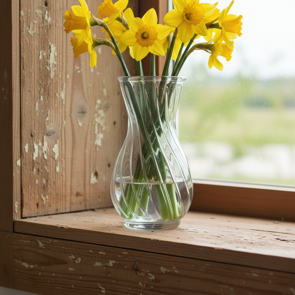 23cm Glass Swirl Vase