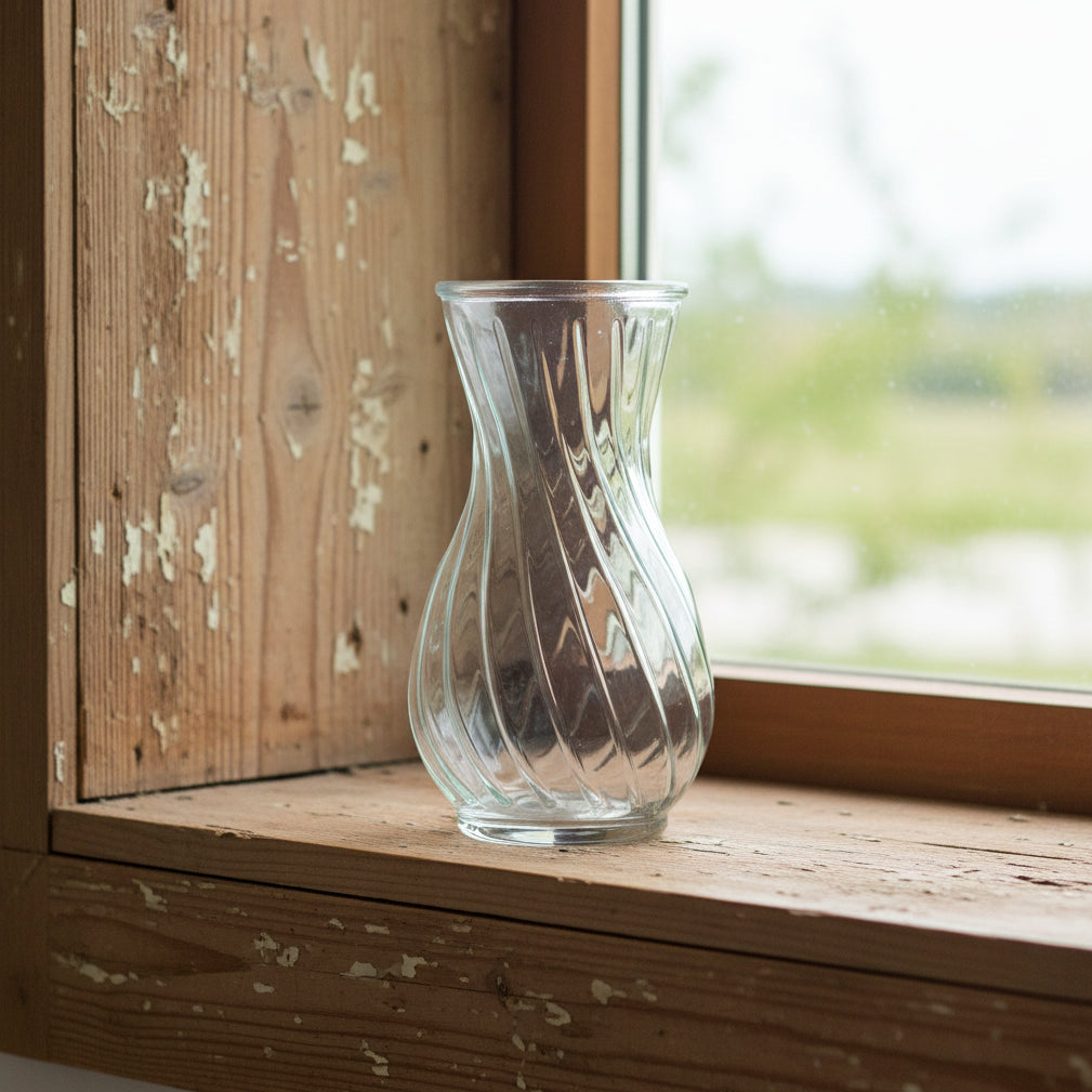 23cm Glass Swirl Vase