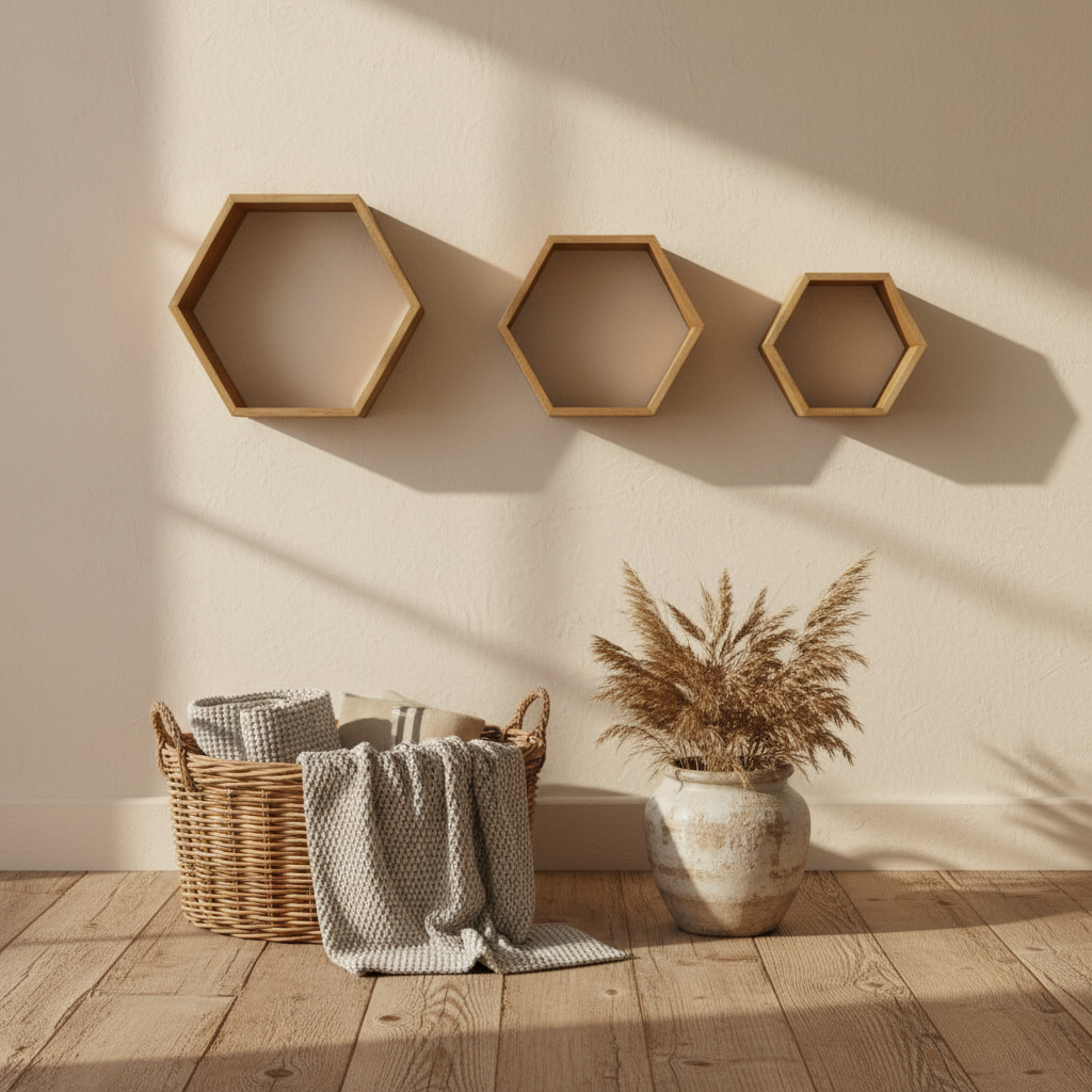 Hex Solid Mango Display Shelves