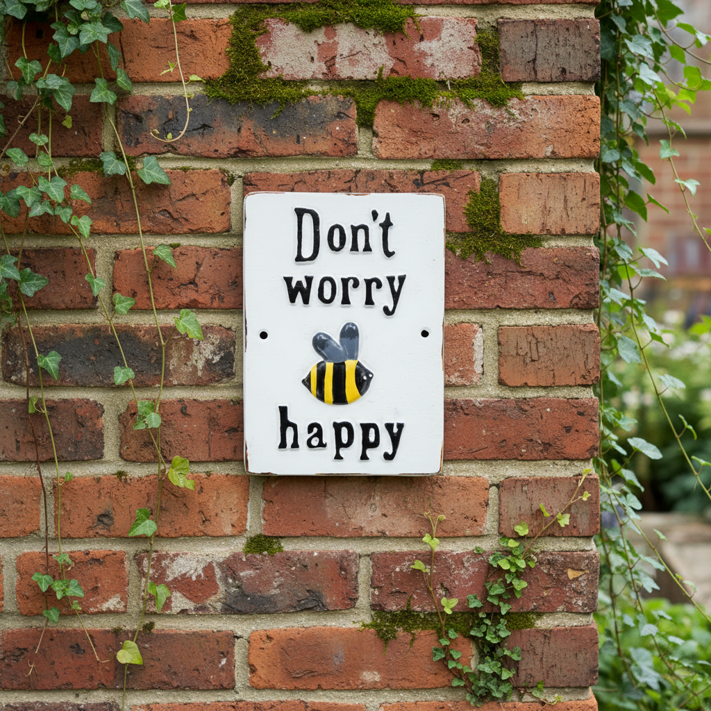 'Bee Happy' Cast Iron Sign
