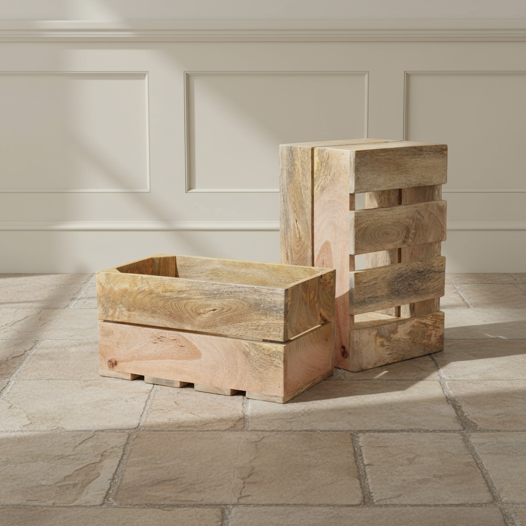 Solid Mango Wood Apple Style Crates