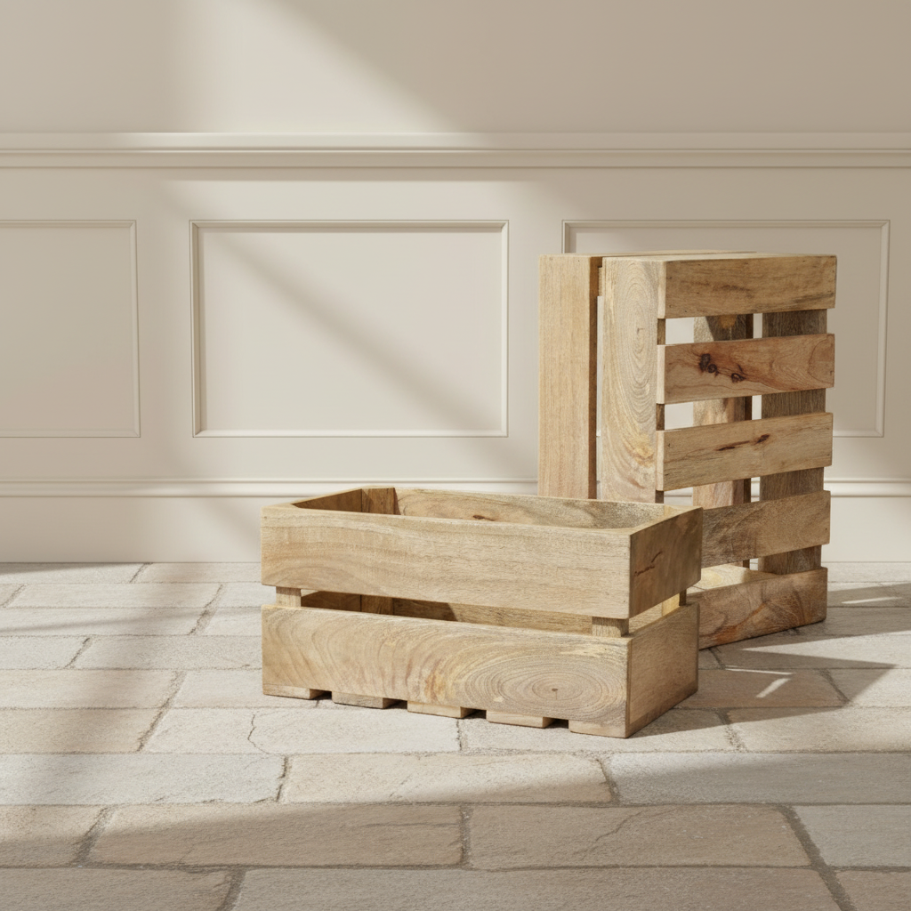 Solid Mango Wood Apple Style Crates