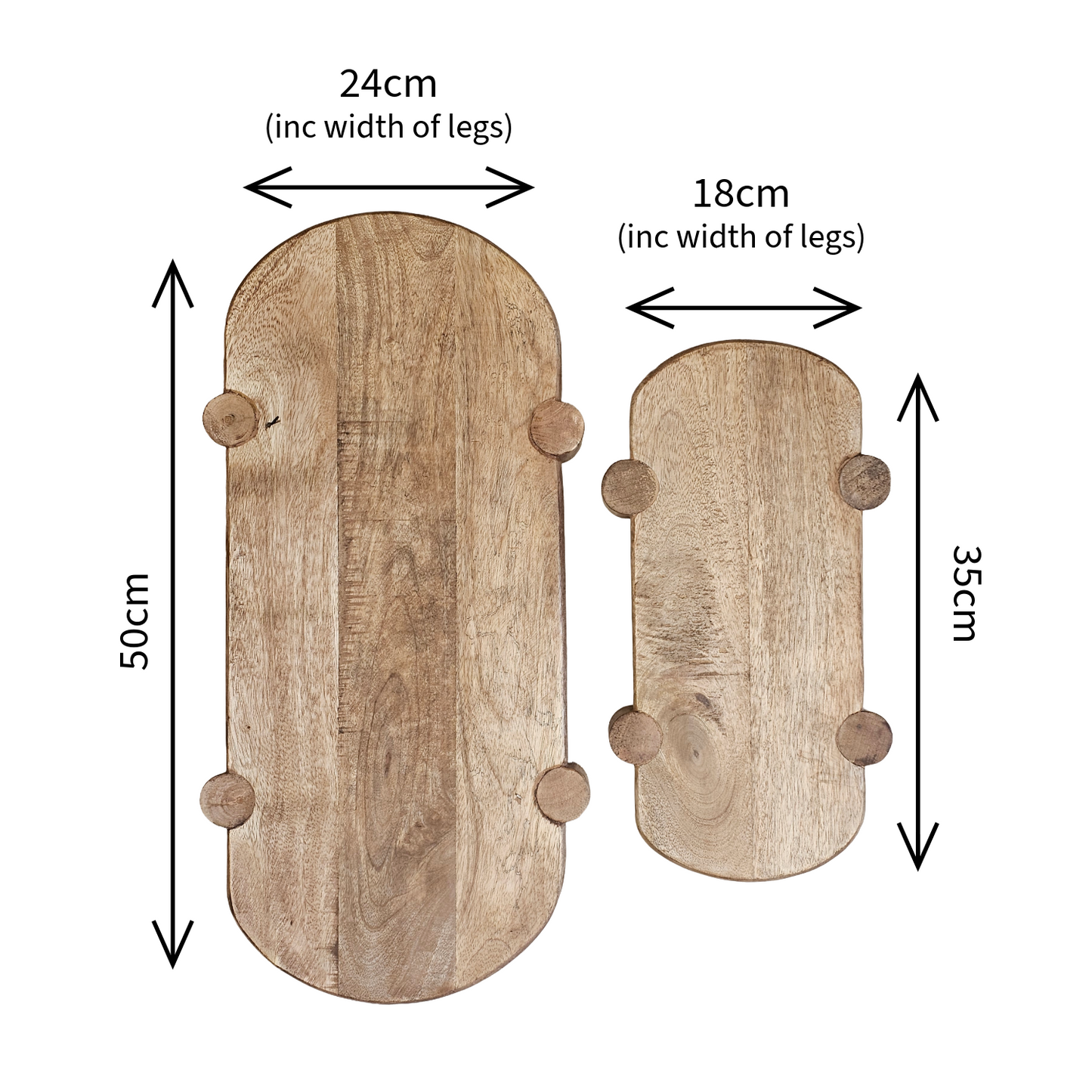 Solid Mango Wood Oval Pedestal Boards - 2 Sizes