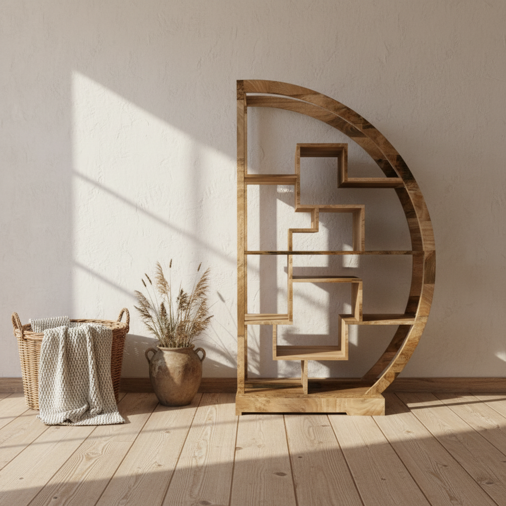 Scandi Mango Half Round Mango Display Cabinet