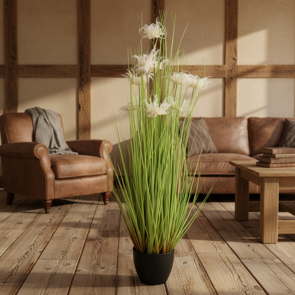 Artificial Grasses in Black Plastic Pot