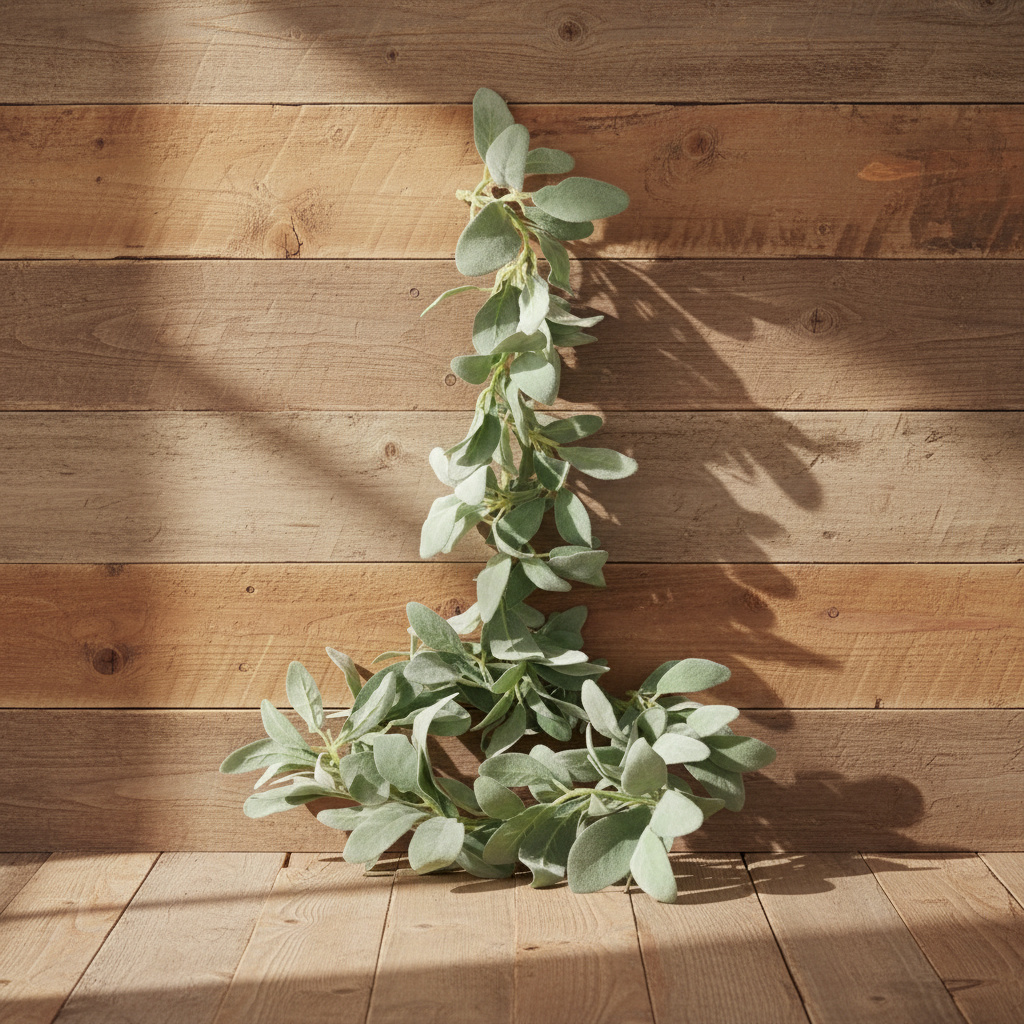 Lambs Ear Garland - Natural Flocked Green