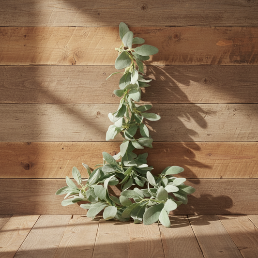 Lambs Ear Garland - Natural Flocked Green
