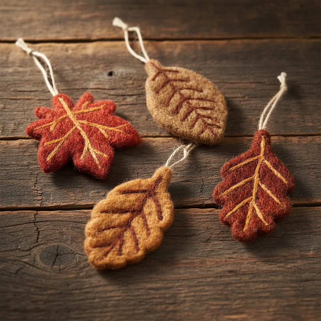 Handmade Felt Autumn Leaves