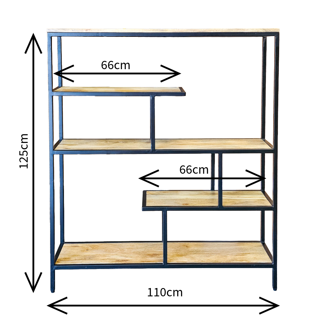 Metal Framed Abstract Mango Shelving Unit