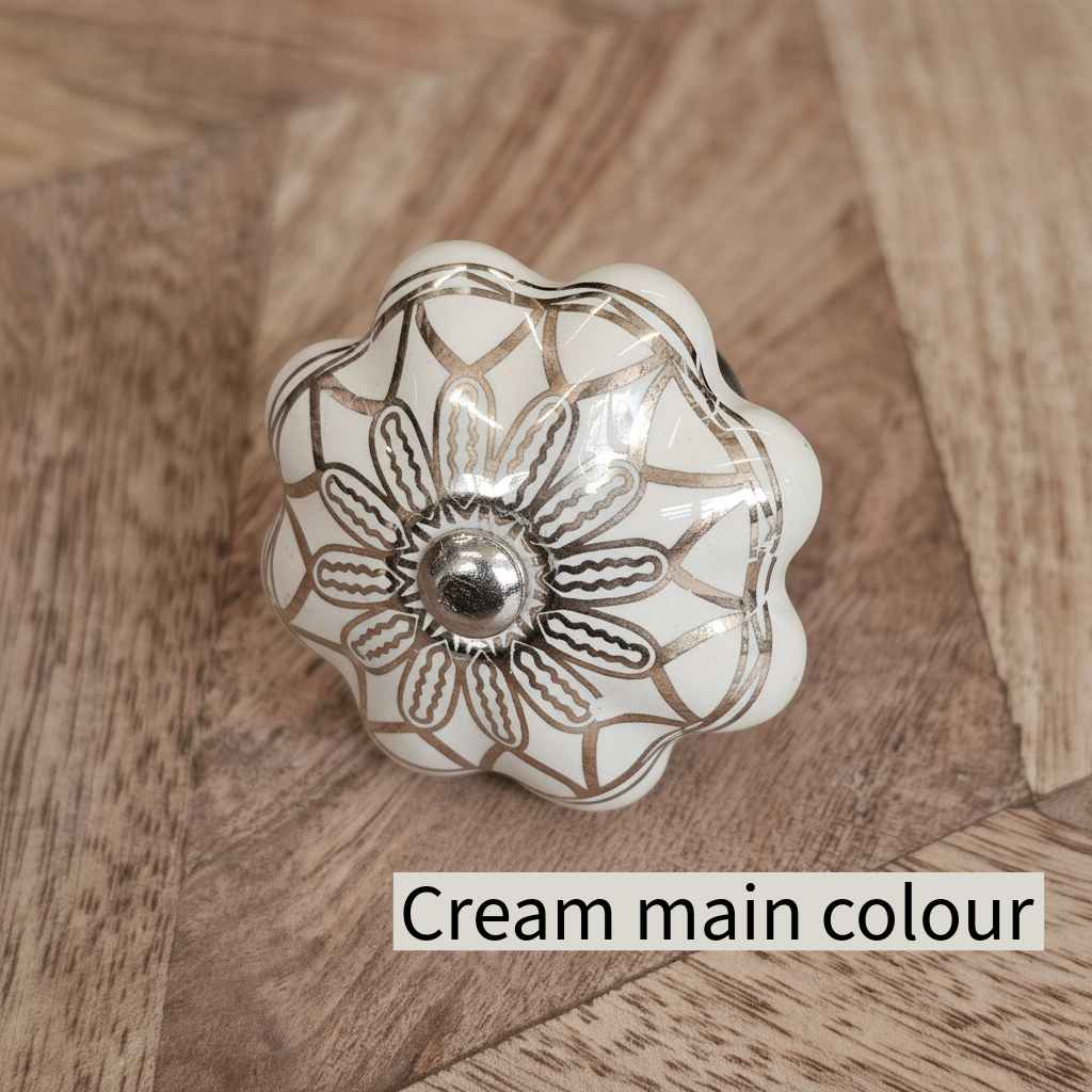 Cream/White & Metallic Drawer Knobs