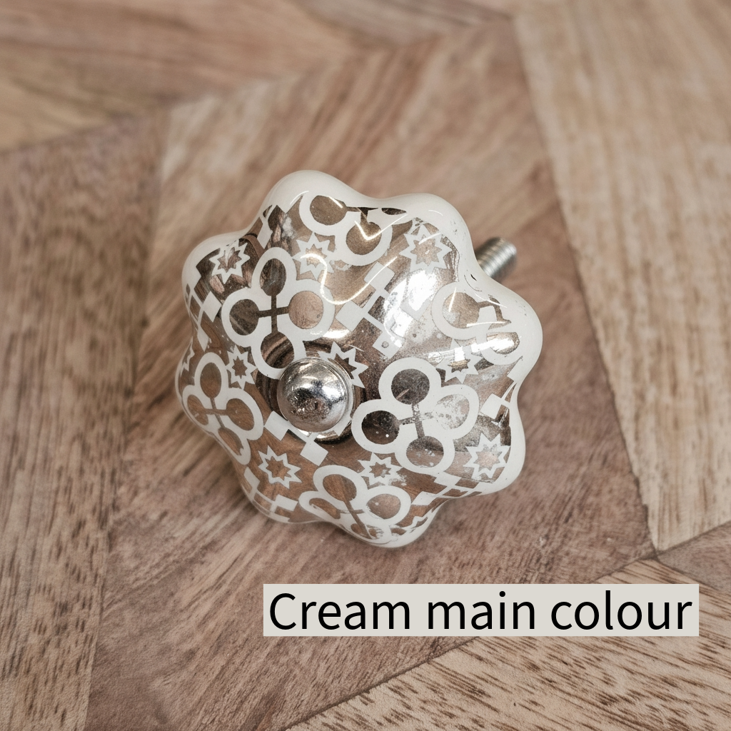 Cream/White & Metallic Drawer Knobs