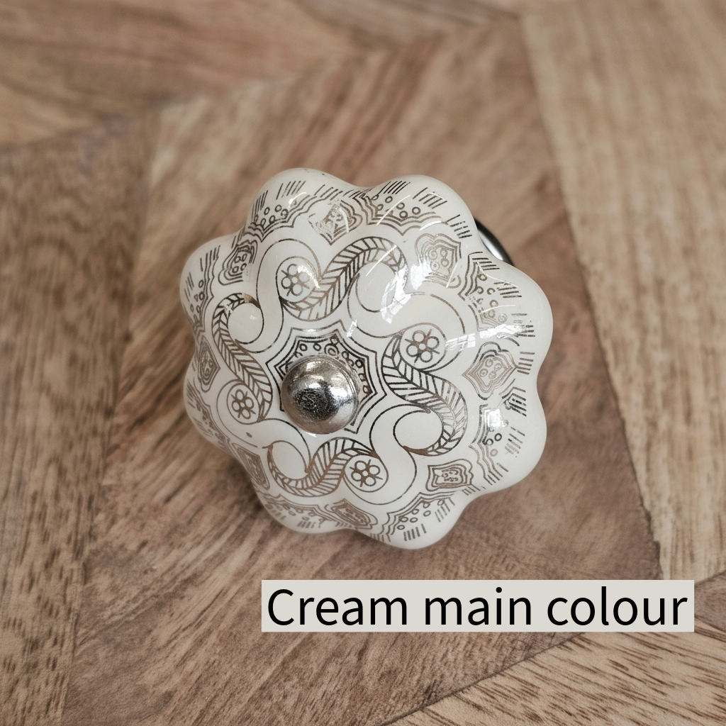 Cream/White & Metallic Drawer Knobs