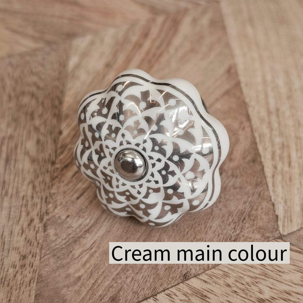 Cream/White & Metallic Drawer Knobs