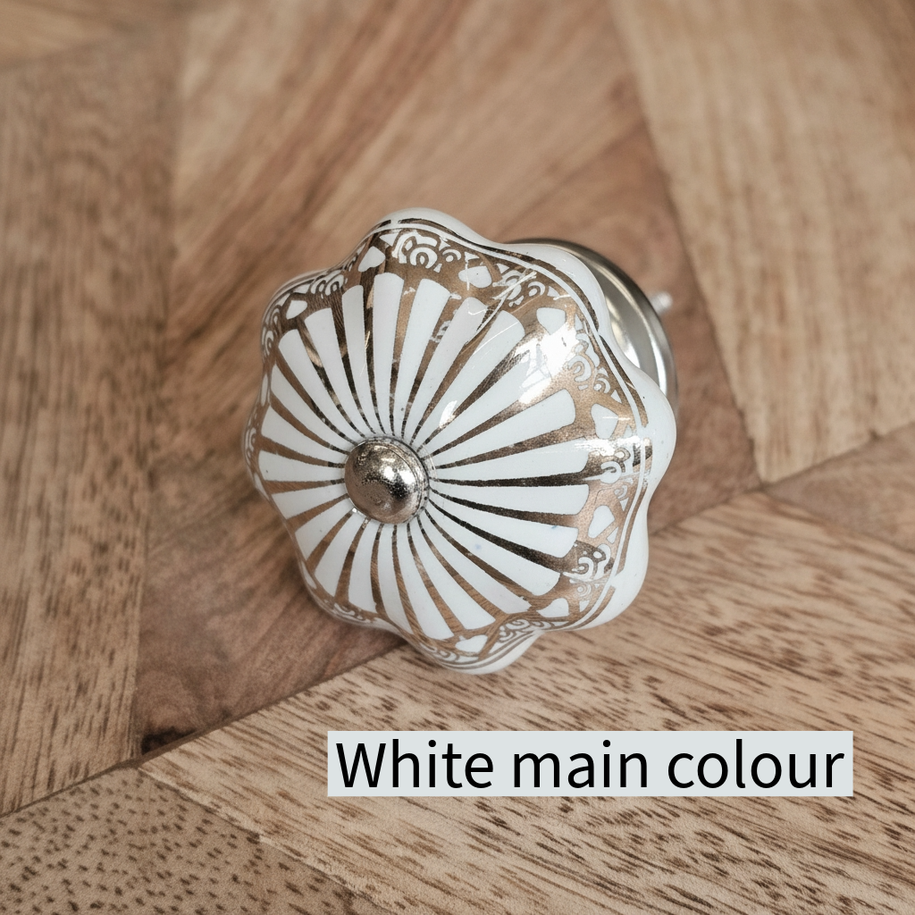 Cream/White & Metallic Drawer Knobs
