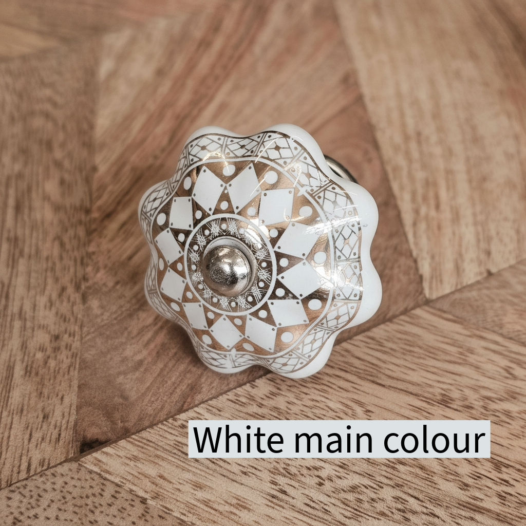 Cream/White & Metallic Drawer Knobs