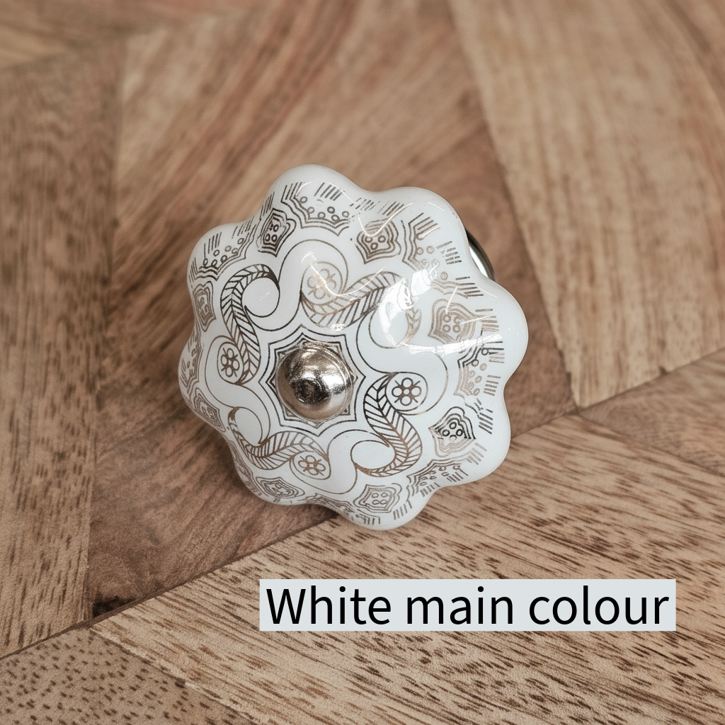 Cream/White & Metallic Drawer Knobs