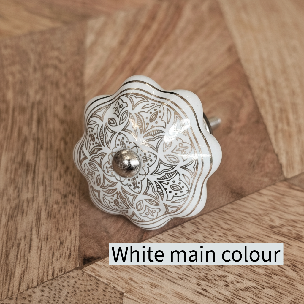 Cream/White & Metallic Drawer Knobs