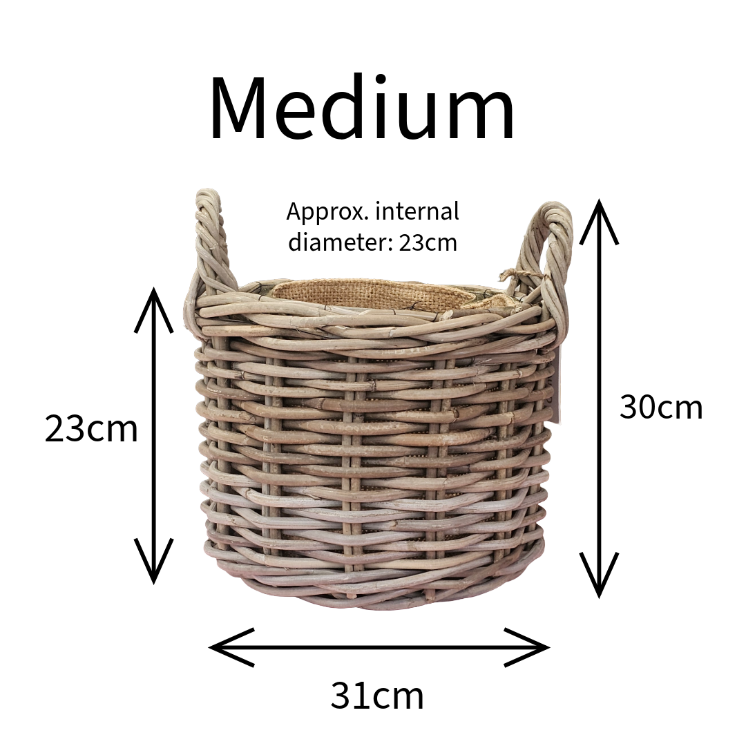 Glenweave Round Baskets - Hessian Liners