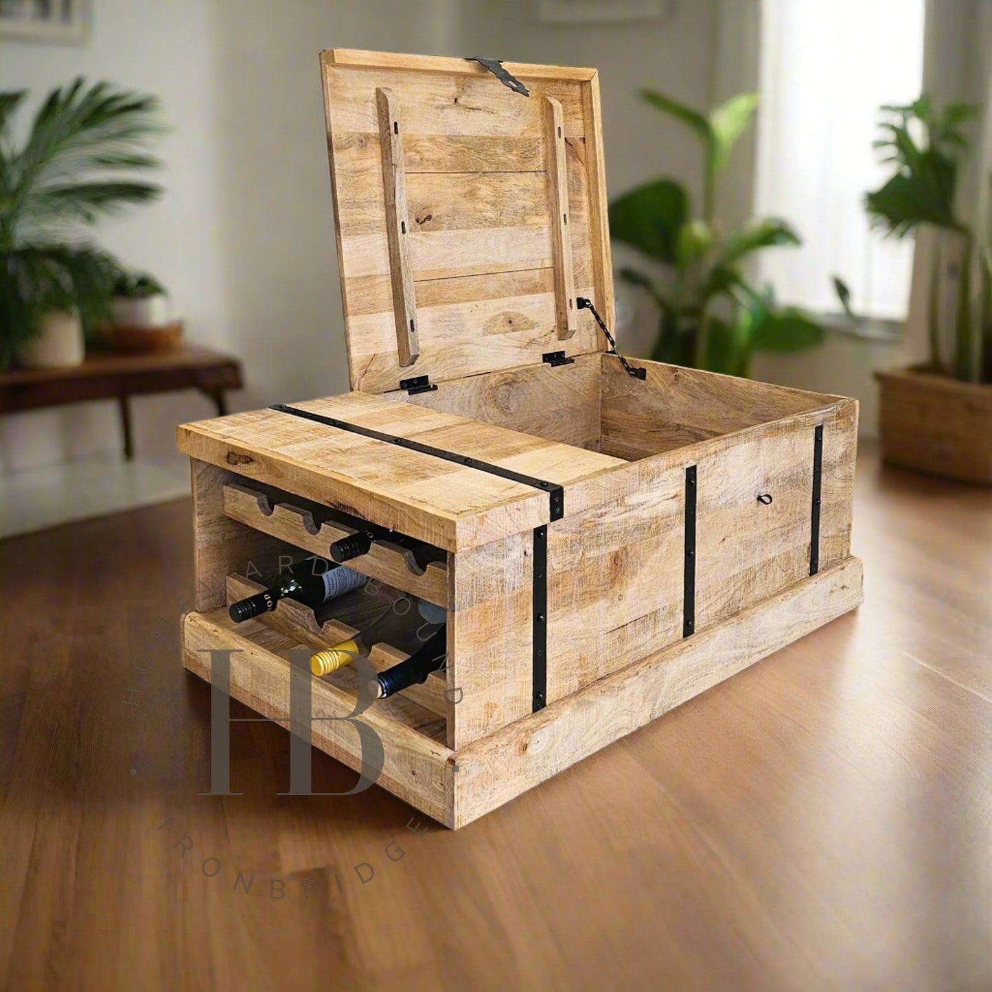 Rustic Mango Trunk with Wine Storage