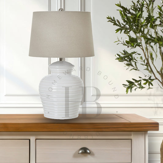 Large White Ceramic Pot Lamp